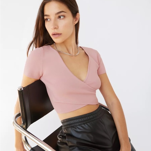 Aritzia White Wrap Crop Top - Picture 2 of 10